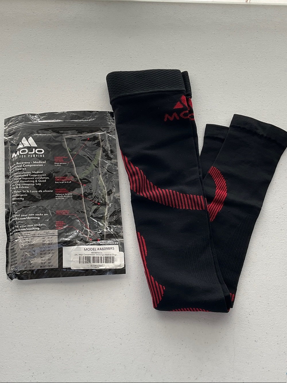 MOJO Men's Athletic Compression Socks in Black with Red Accents